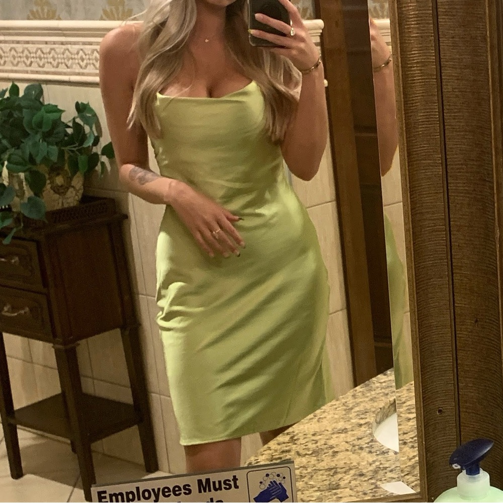 Elegant Lime Green Midi Dress